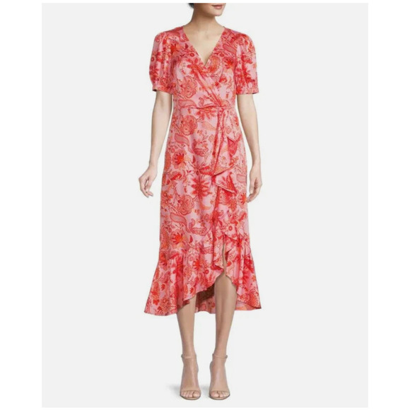 CINQ À SEPT 'Kay' Floral-Print Midi-Dress, English Rose Multi - Size Size 4 - Picture 1 of 9